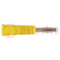 Plug; 4mm banana; 36A; yellow; nickel plated; on cable; -20÷80°C