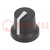 Gombok; jelzéssel; gumi,műanyag; Øteng: 6mm; Ø16,8x14,5mm; fekete