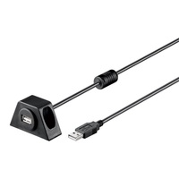 PREMIUMCORD kábel USB 2.0 A - A, M/F, Asztalra szerelhető, 2m, Fekete