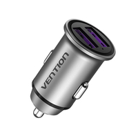 Vention Two-Port USB A+A(30/30) Car Charger Gray Mini Style Aluminium Alloy Type