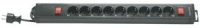 REV 9-fold w. 2 switches, 3,7m Overspanningsbeveiliging 250 V Zwart
