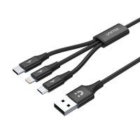 UNITEK C14049BK kabel USB 1,2 m USB 2.0 USB C Micro-USB B/Lightning Czarny