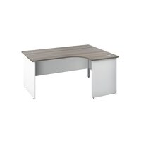 Jemini Right Hand Radial Panel End Desk 1800x1200mm Grey Oak/White KF805557