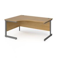 Contract 25 left hand ergonomic desk with graphite cantilever leg 1600mm - oak t