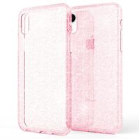 NALIA Custodia Glitter compatibile con iPhone XR, Ultra-Slim Cellulare Silicone Gomma Cover Protettiva Telefono Pelle, Morbido Sottile Protezione Gel Smart-Phone Case Pink
