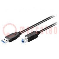 Kabel; USB 3.0; USB A-Stecker,USB B-Stecker; 0,5m; schwarz