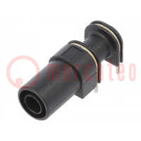 Connector: 4mm banana; socket; 24A; black; PCB; insulated,angled