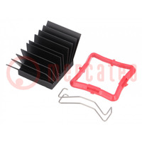 Heatsink: extruded; grilled; BGA; black; L: 27mm; W: 27mm; H: 19.5mm