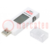 Probador: puertos USB; LCD; VDC: 3÷9V; 10mVDC; I DC: 0÷3A