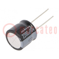 Capacitor: electrolytic; low ESR; THT; 2200uF; 10VDC; Ø16x15mm