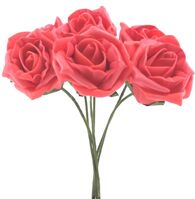 Artificial Colourfast Cottage Rose Bud Bunch - 21cm, Coral