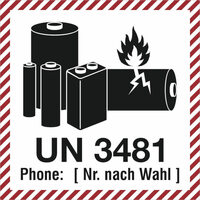 SafetyMarking Etikett UN 3481 für Li-Ion Bat., Phone: nach Wahl, 100 Stk Rolle