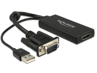 DeLOCK 0.25m VGA+USB2.0-A/HDMI 0,25 m VGA (D-Sub) + USB Noir