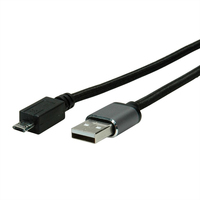 ROLINE 11.02.8771 USB-kabel USB 2.0 1,8 m USB A Micro-USB B Zwart, Grijs