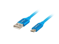 Lanberg CA-USBM-20CU-0010-BL kabel USB 1 m USB 2.0 Micro-USB A USB A Niebieski