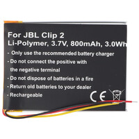 Akku passend für JBL Clip 2 Li-Polymer Akku GSP383555 3,7V, 800mAh, 3,0Wh, built-in, ohne Werkzeug