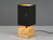 LED Tischleuchte mit Holzfuß Stoffschirm Schwarz / Gold, Höhe 30cm