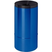 Selbstlöschender Papierkorb, 50 Liter, Stahl, blau mit schwarzem Deckel