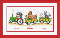 Counted Cross Stitch Kit: Birth Record: Tractor