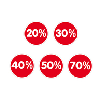 Aktionsaufkleber / Rabattaufkleber / Aufkleber „Prozente“, verschiedene Reduzierungen | 30 %