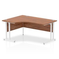 Dynamic Impulse 1600mm Left Crescent Desk Walnut Top White Cantilever Leg I002134