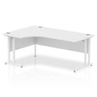 Impulse 1800mm Left Crescent Office Desk White Top White Cantilever Leg