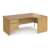 Contract 25 right hand ergonomic desk with 2 drawer silver pedestal and panel le
