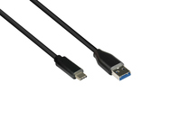 Anschlusskabel USB 3.0, USB 3.0 A Stecker an USB-C™ Stecker, CU, schwarz, 3m, Good Connections®