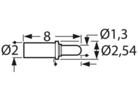 Lade- und Batteriekontakt, Rundkopf, Ø 2 mm, Hub 2.2 mm, RM 2.7 mm, L 8 mm, TK54