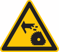 Minipiktogramme - Warnung vor Gefahr durch rotierendes Sägeblatt, Gelb/Schwarz