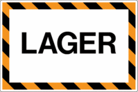 Hinweisschild - LAGER, Gelb/Schwarz, 15 x 25 cm, Aluminium, Weiß, Seton, Text