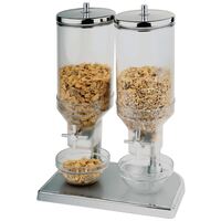 APS Double Cereal Dispenser Clear Plastic & Stainless Steel 2 x 4.5Ltr