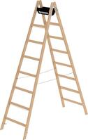 Holz-Stehleiter 2x8 Sprossen Leiterlänge 2,34 m Arbeitshöhe bis 3,60 m