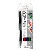 Marker toll ecsetheggyel Pentel S520, 2 mm, vegyes színek, 4 db/csomag