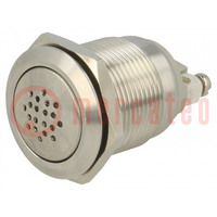 Sygnalizator: dźwiękowy; 85dB; Podśw: brak; IP50; Ø19mm; 1÷10mm