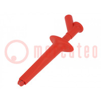 Clip-on probe; crocodile; 16A; red; Plating: nickel plated; 1kV