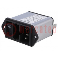 Connector: AC supply; socket; male; 10A; 250VAC; IEC 60320; 0.3mH