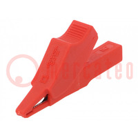 Crocodile clip; 10A; 60VDC; red; Plating: nickel plated; L: 58.5mm