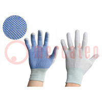 Rękawice ochronne; ESD; M; poliamid,PVC,włókno węglowe