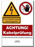 Magnetfolie "Achtung! Kabelprüfung"