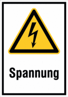 Kombischild - Warnung vor elektrischer Spannung, Gelb/Schwarz, 37.1 x 26.2 cm