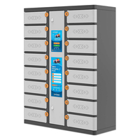 Manhattan Kiosk laadkast USB-C 30W voor iPads 11", 16-vaks (individueel vak - pincode), geschikt voor tablets, smartphones en andere USB-C apparaten, vakken 328x220x100 mm, USB-...