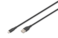 Digitus Cable de conexión Lightning de silicona, USB-A - Lightning 1m, negro