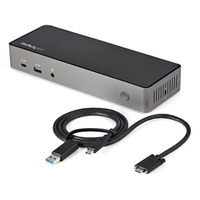 StarTech.com USB-C & USB-A Dock - Hybride Universeel Triple Monitor Laptop Docking Station DisplayPort & HDMI 4K 60Hz - 85W Power Delivery, 6x USB Hub, GbE, Audio - USB 3.1 Gen ...