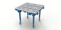 Schweißtisch modular Einzeltisch 1600x1500mm LxB, Tragkraft 1000kg, Höhe 850-1150mm, Rollen, 4 Beine