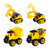 Relaxdays Baustellenfahrzeuge Kinder, Bagger Spielzeug im 4er Set, Schraubendreher mit 3 Aufsätzen, ab 3 Jahre, gelb
