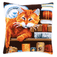 Cross Stitch Kit: Cushion: Cat and Books