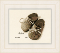 Counted Cross Stitch Kit: Birth Record: First Shoes