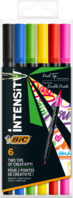 Fasermaler BIC® Intensity® Dual Brush, 6 Farben sortiert, Box à 6 Stück