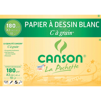 CANSON Pochette de 10 feuilles de papier dessin C A GRAIN 180g A3 Ref-27106